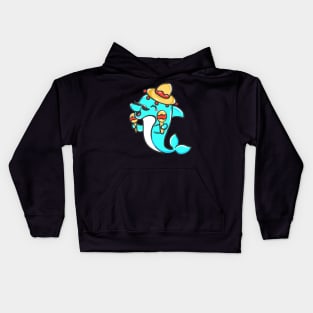 cute dolphin design whale fish animal welfare dolphin Kids Hoodie